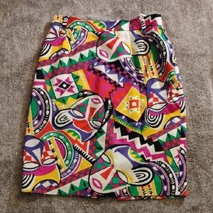 Laurél Bold Print Cotton Pencil Skirt With Back Slit